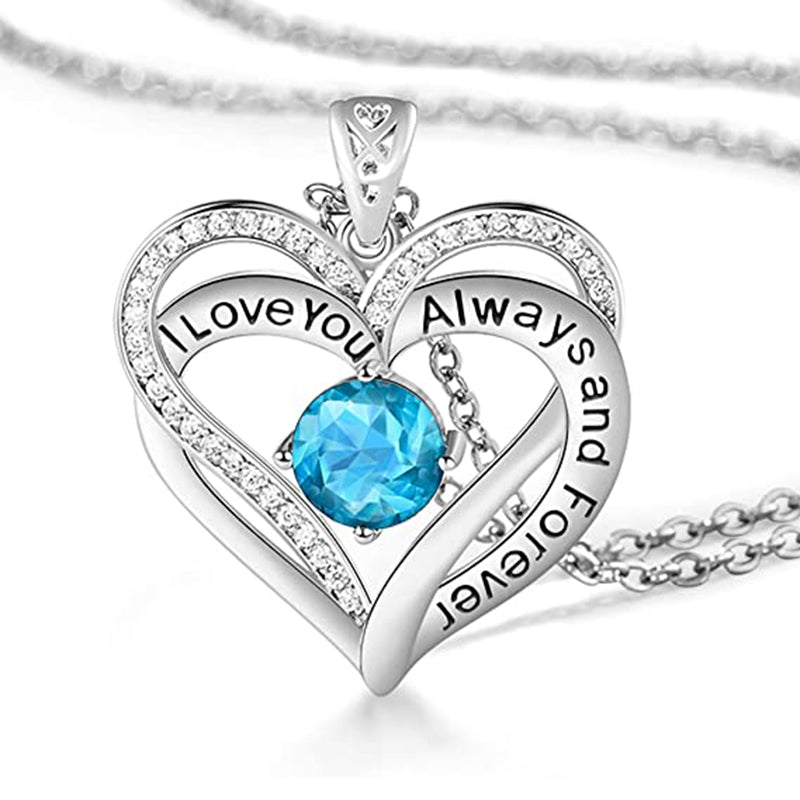 Forever Love Crystal Heart Pendant Necklace - Jewelry GIft for Your Loved One