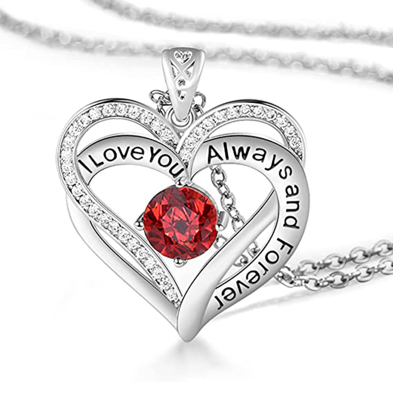 Forever Love Crystal Heart Pendant Necklace - Jewelry GIft for Your Loved One