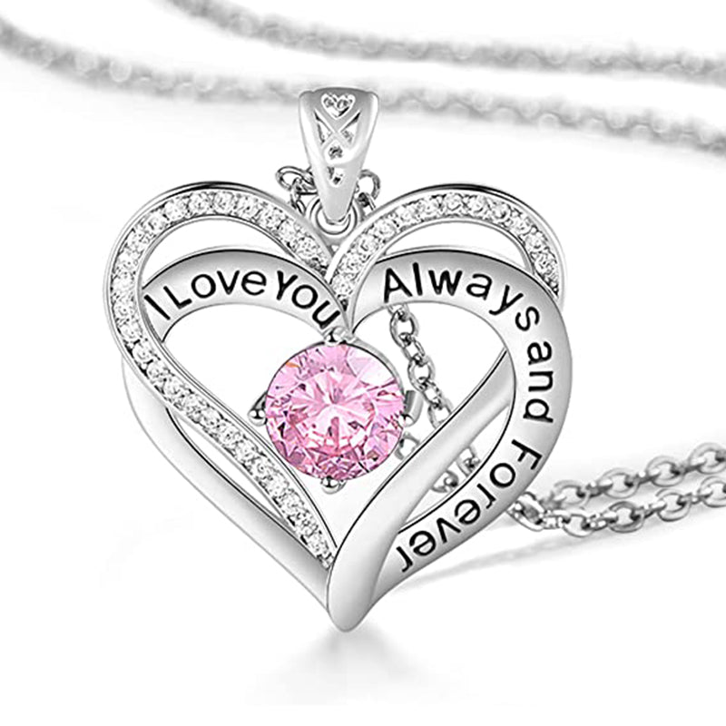 Forever Love Crystal Heart Pendant Necklace - Jewelry GIft for Your Loved One