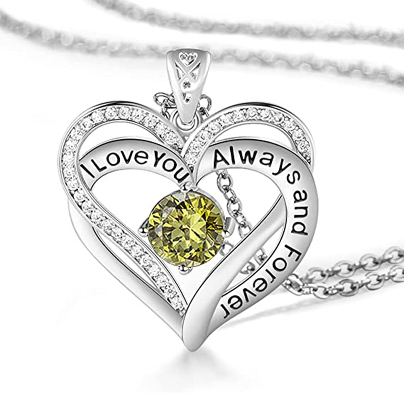 Forever Love Crystal Heart Pendant Necklace - Jewelry GIft for Your Loved One