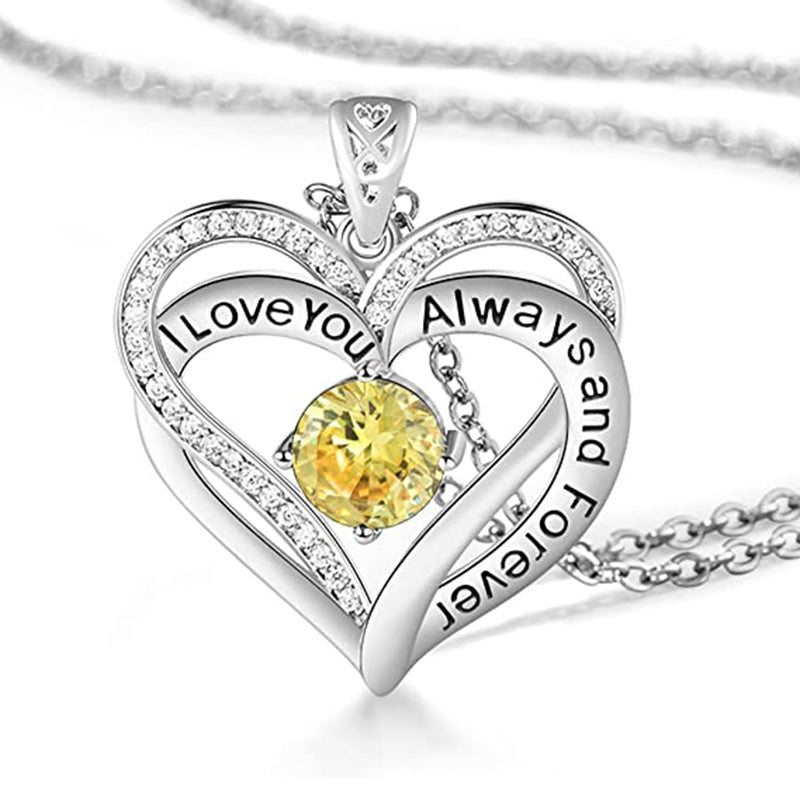 Forever Love Crystal Heart Pendant Necklace - Jewelry GIft for Your Loved One