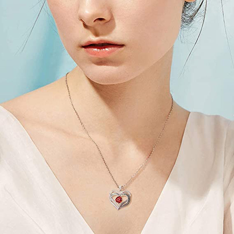 Forever Love Crystal Heart Pendant Necklace - Jewelry GIft for Your Loved One
