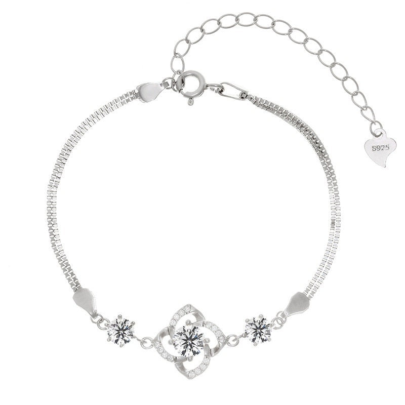 Silver Four-leaf Clover New Bracelet for Women/Valentines Gift, Anniversary,Sister gift,Daughter, Mother's day gift, Gifts for her
