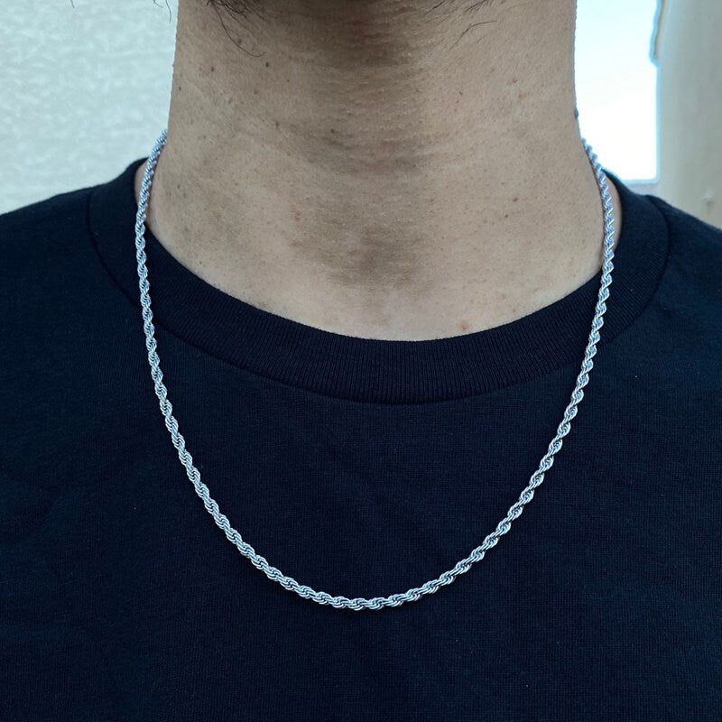 Stainless Steel Fashion Cube Rope Chain Men Necklace Valentines Gift for him, Anniversary Gift, one year anniversary gifts for boyfriend
