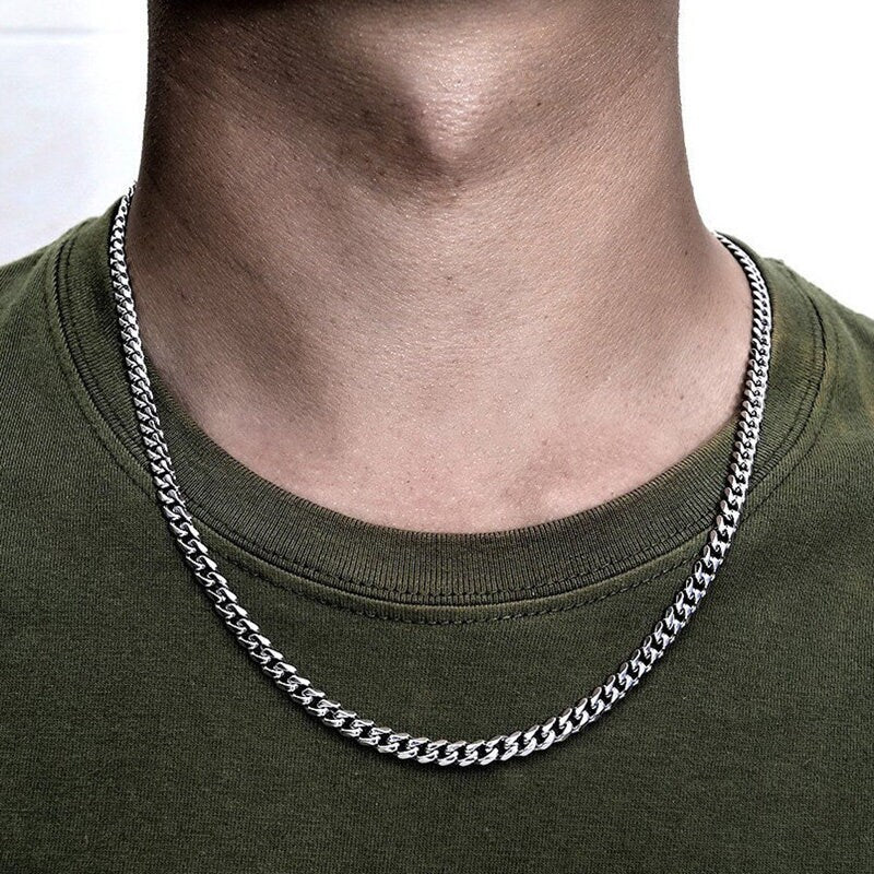 Stainless Steel Fashion Cube Rope Chain Men Necklace Valentines Gift for him, Anniversary Gift, one year anniversary gifts for boyfriend