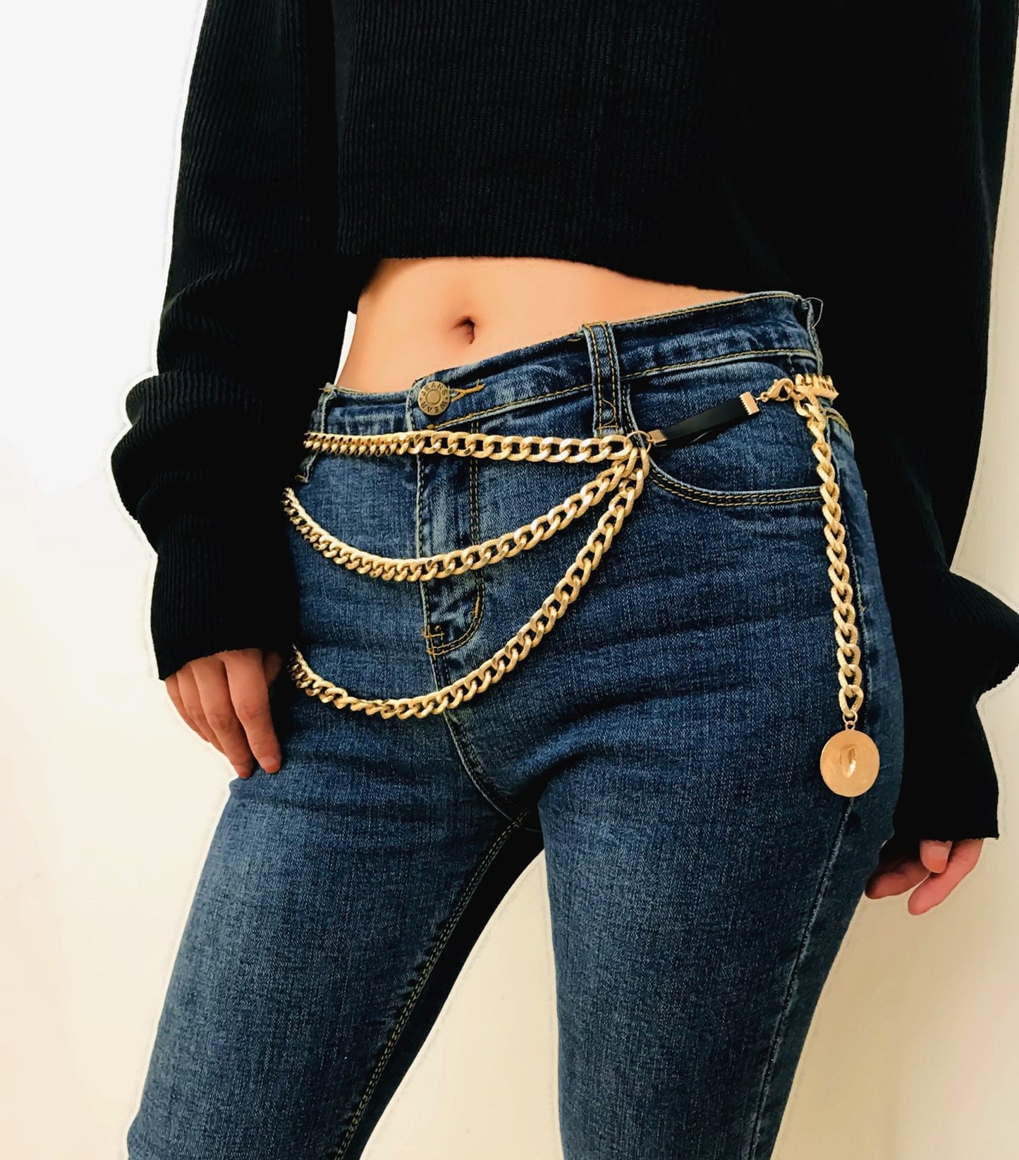 Vintage Waist Chain/Multi-Layered Belly Chain/Gold Belly Chain Birthday Gift/Adjustable Belt Silver-Gold/long distance relationship gift