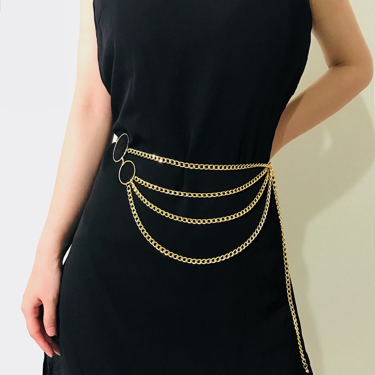 Vintage Waist Chain/Multi-Layered Belly Chain/Gold Belly Chain Birthday Gift/Adjustable Belt Silver-Gold/long distance relationship gift