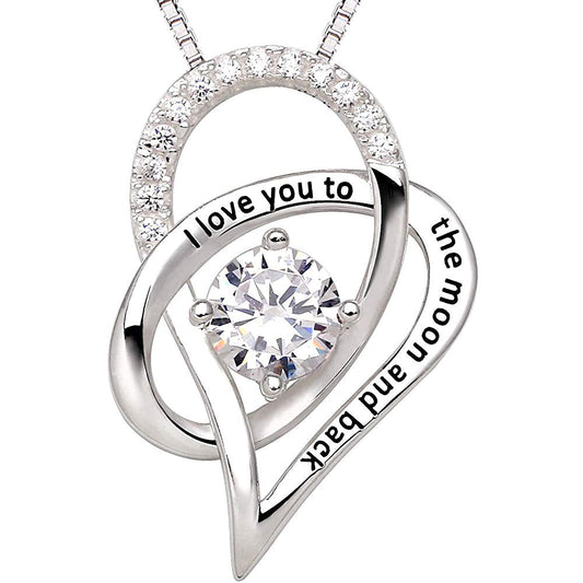 I Love You To The Moon And Back Heart- Shape Pendant Necklace- Jewelry [925-Silver]